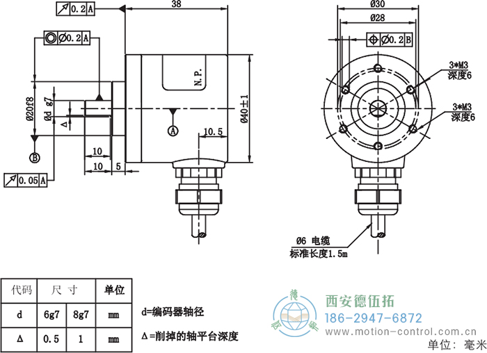 RI41光電增量輕載編碼器外形及安裝尺寸 - 西安德伍拓自動(dòng)化傳動(dòng)系統(tǒng)有限公司